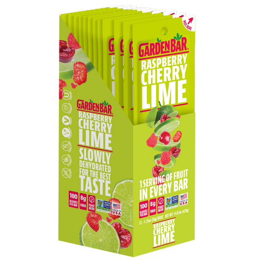 Earth Ranch Garden Bar Raspberry Cherry Lime Bar Dehydrated Fruit Snack