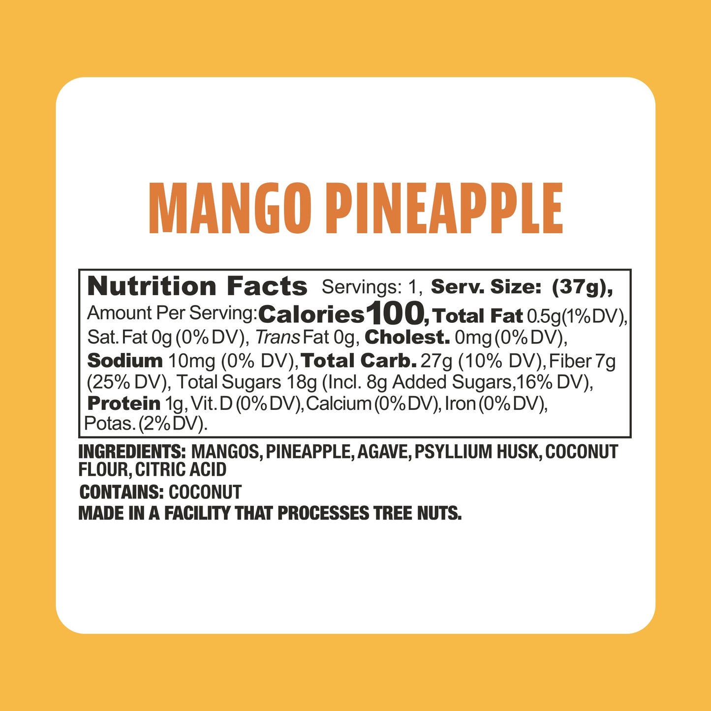 Earth Ranch Garden Bar Mango Pineapple Fruit Bar Dehydrated Fruit Snack