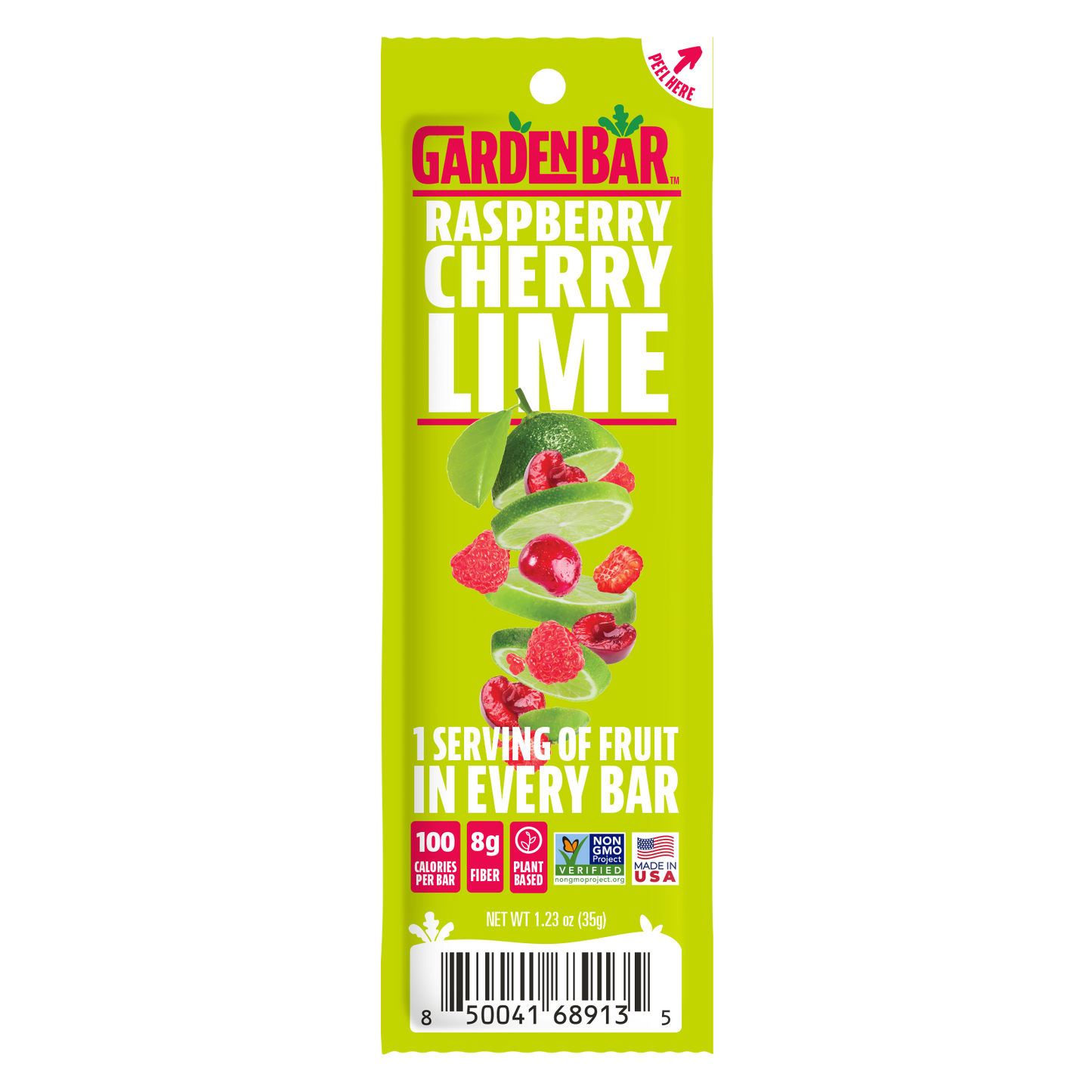 Earth Ranch Garden Bar Raspberry Cherry Lime Bar Dehydrated Fruit Snack