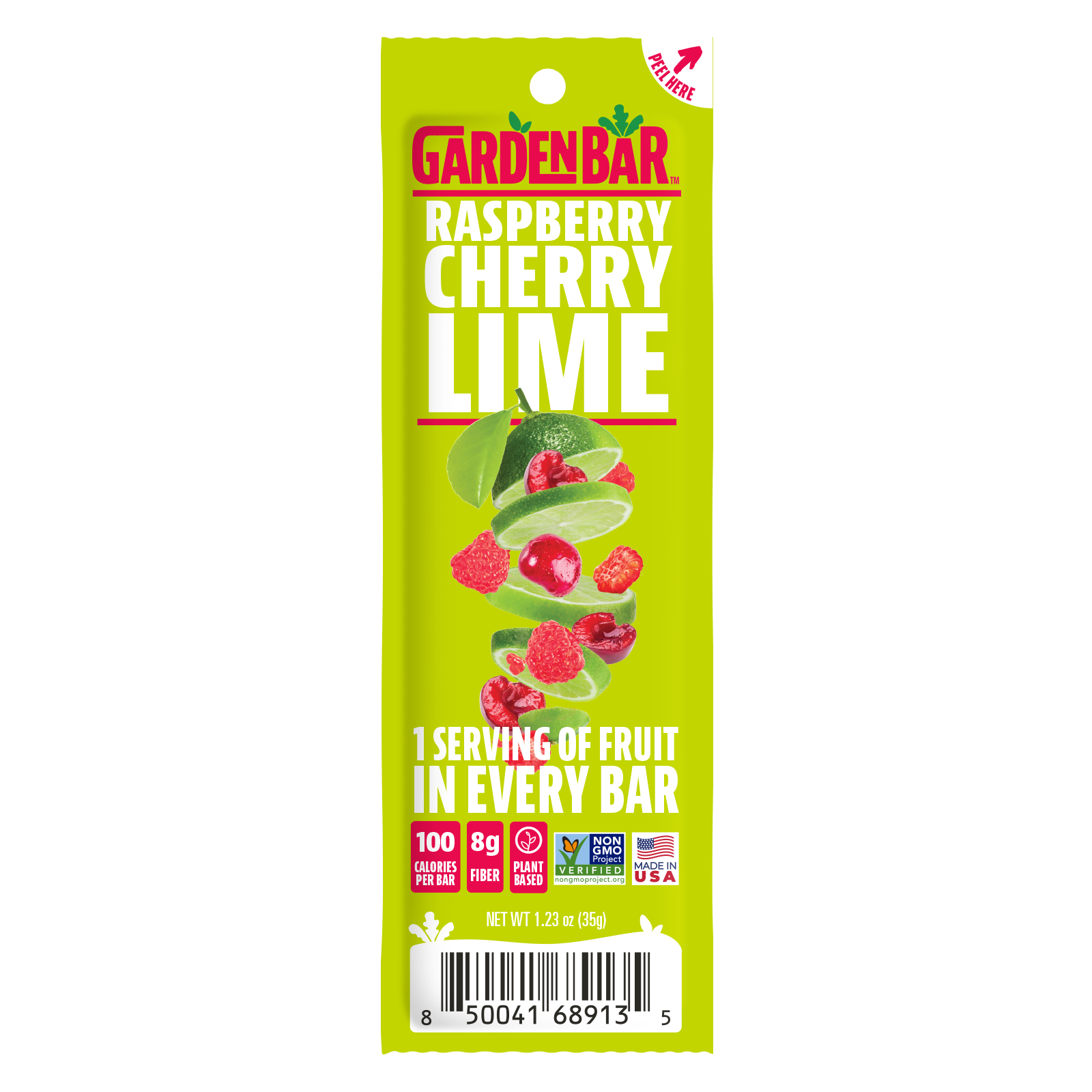 Earth Ranch Garden Bar Raspberry Cherry Lime Bar Dehydrated Fruit Snack