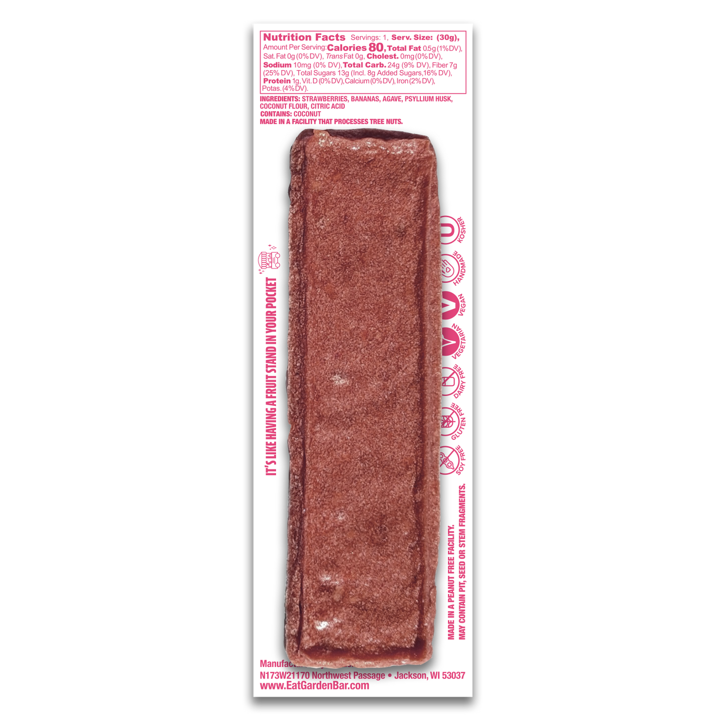 Earth Ranch Garden Bar Strawberry Banana Bar Dehydrated Fruit Snack