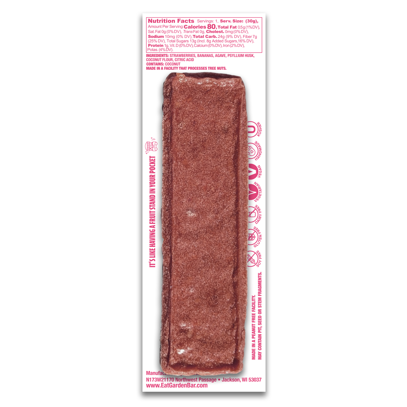 Earth Ranch Garden Bar Strawberry Banana Bar Dehydrated Fruit Snack